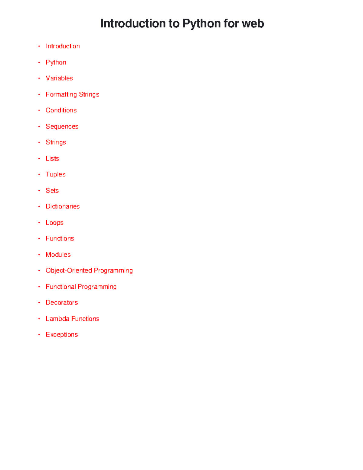 Introduction to python for Web - Introduction to Python for web ...