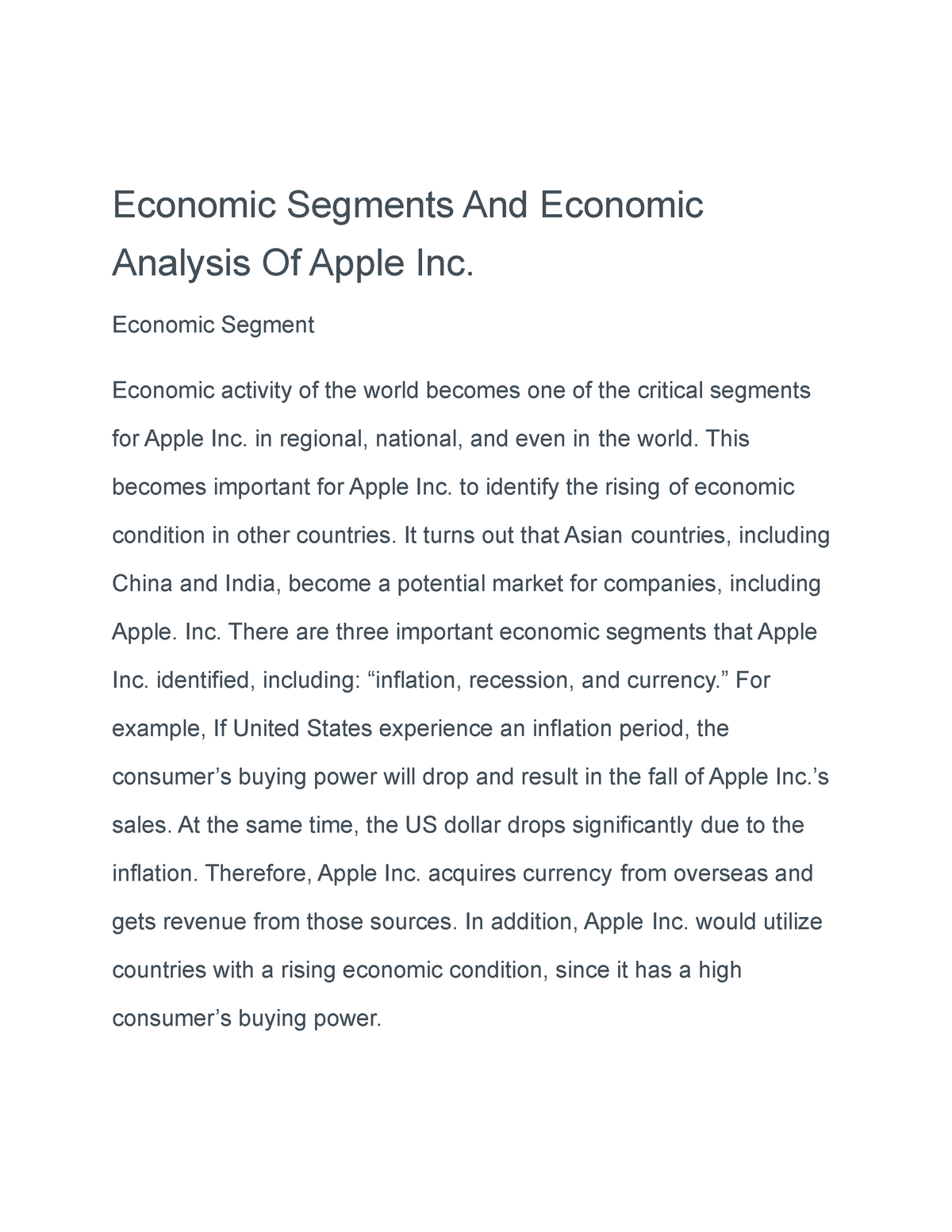 apple inc economic analysis