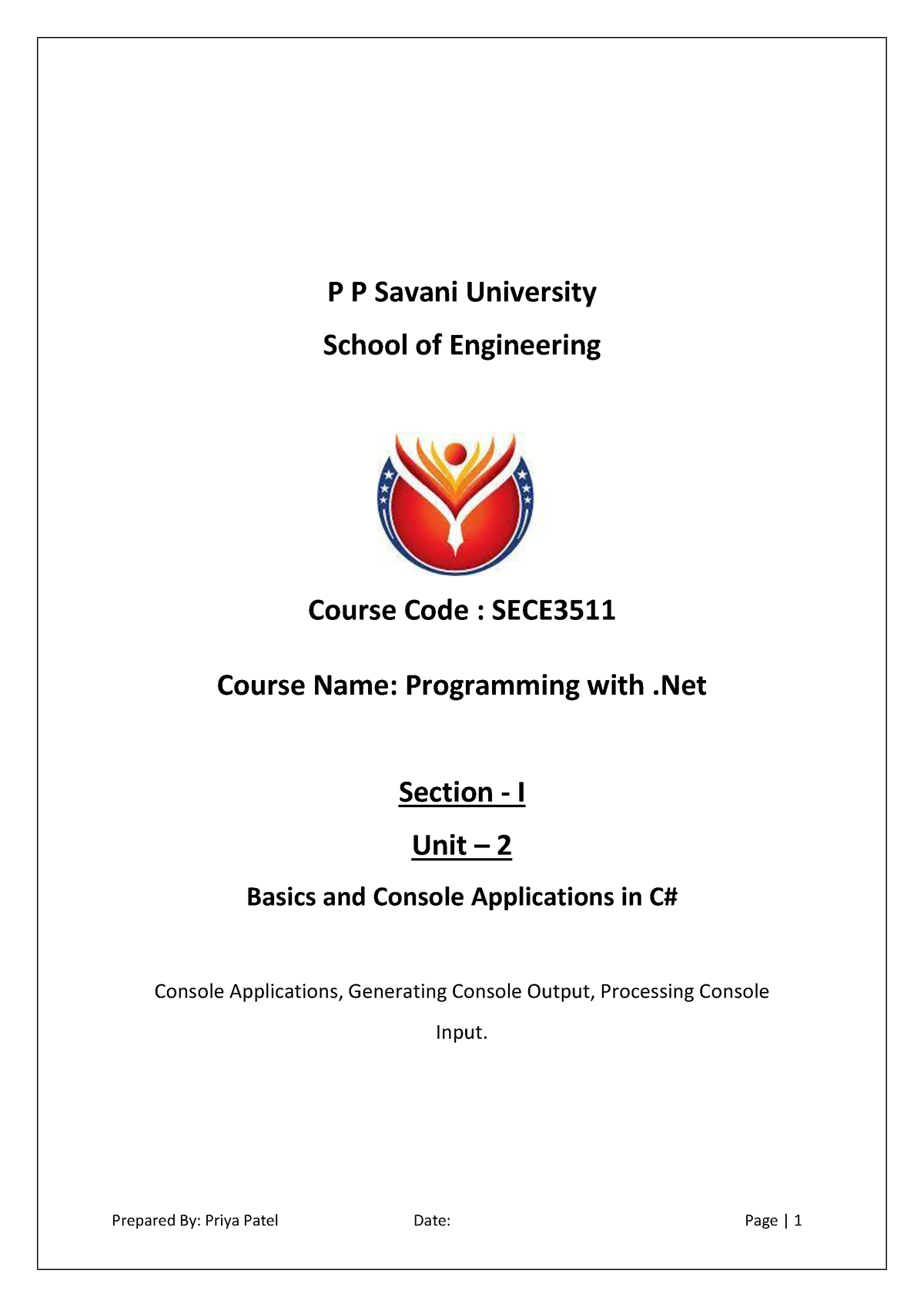 unit-2-1-console-applications-in-c-p-p-savani-university-school-of