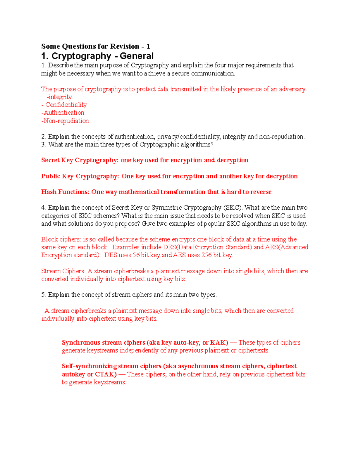 Some Questions for Revision - Crypt - Some Questions for Revision - 1 1 ...