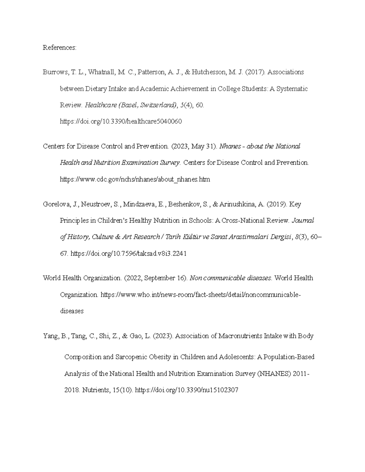 ACE ED5315 mod 1 references page - References: Burrows, T. L., Whatnall ...