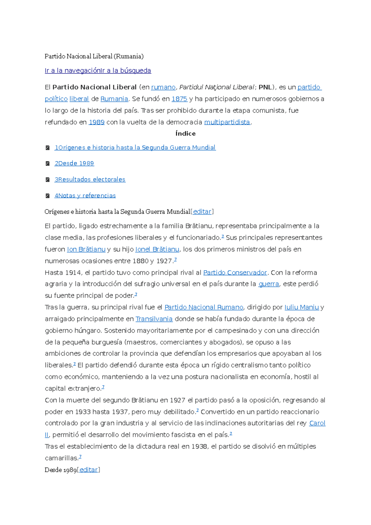 Rumania partido nacional Partido Nacional Liberal (Rumania) Ir a la