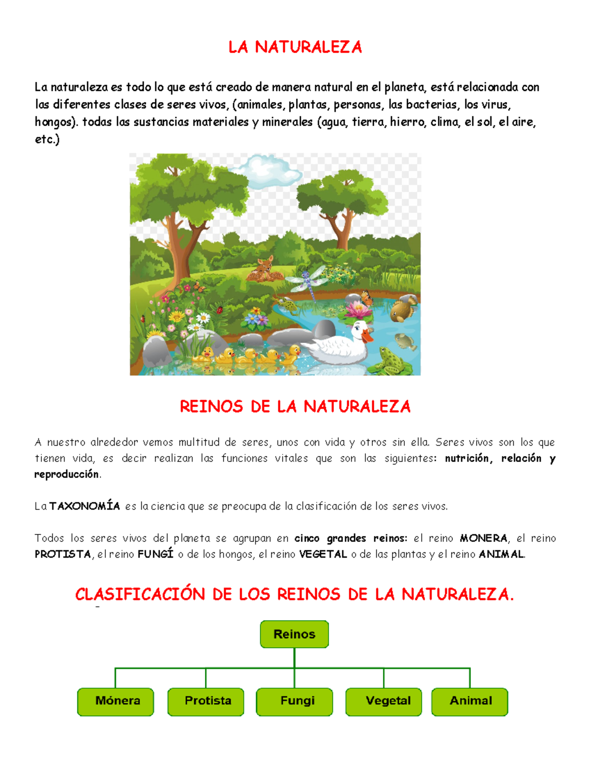 Reinos de la naturaleza - ####### LA NATURALEZA La naturaleza es todo ...