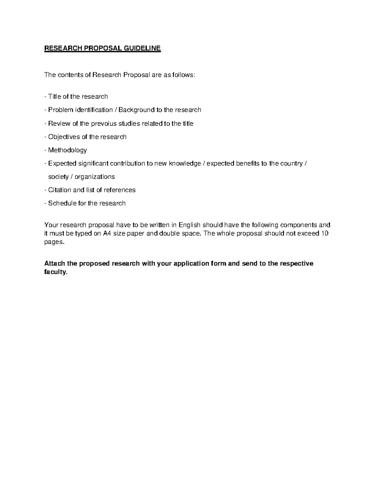Research Proposal Guideline - RESEARCH PROPOSAL GUIDELINE The contents ...