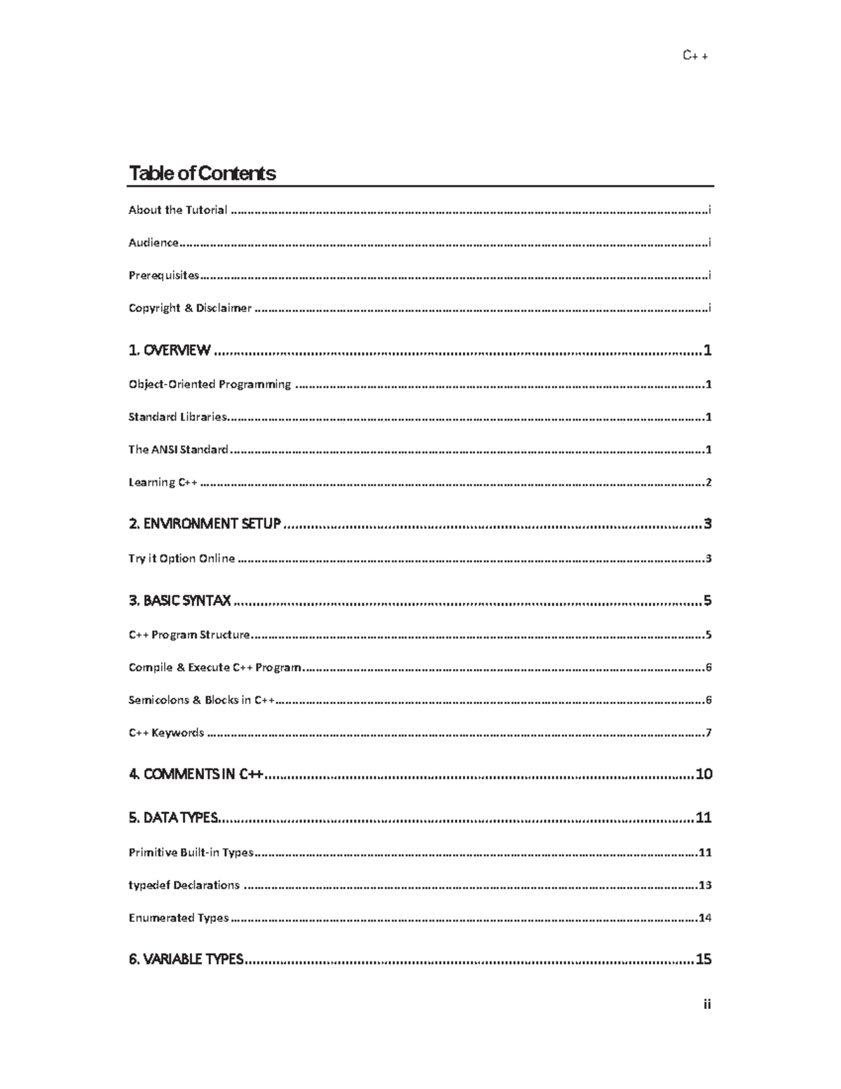 Cpp tutorial - Its Study material - ii Table of Contents About the ...