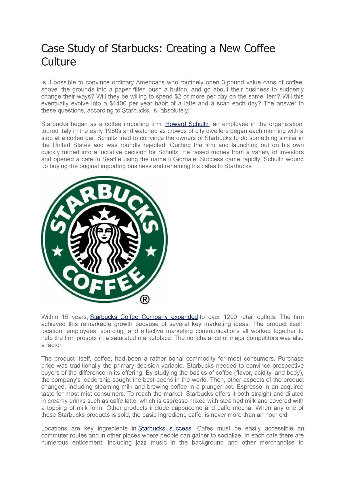 case study starbucks