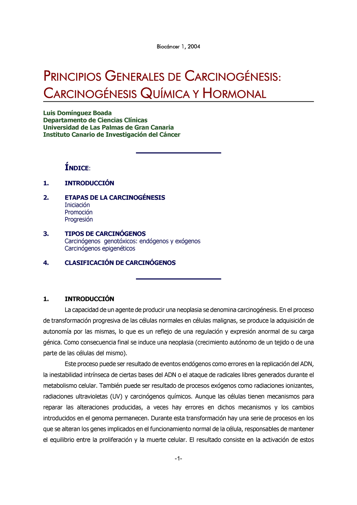 etapas de carcinogénesis