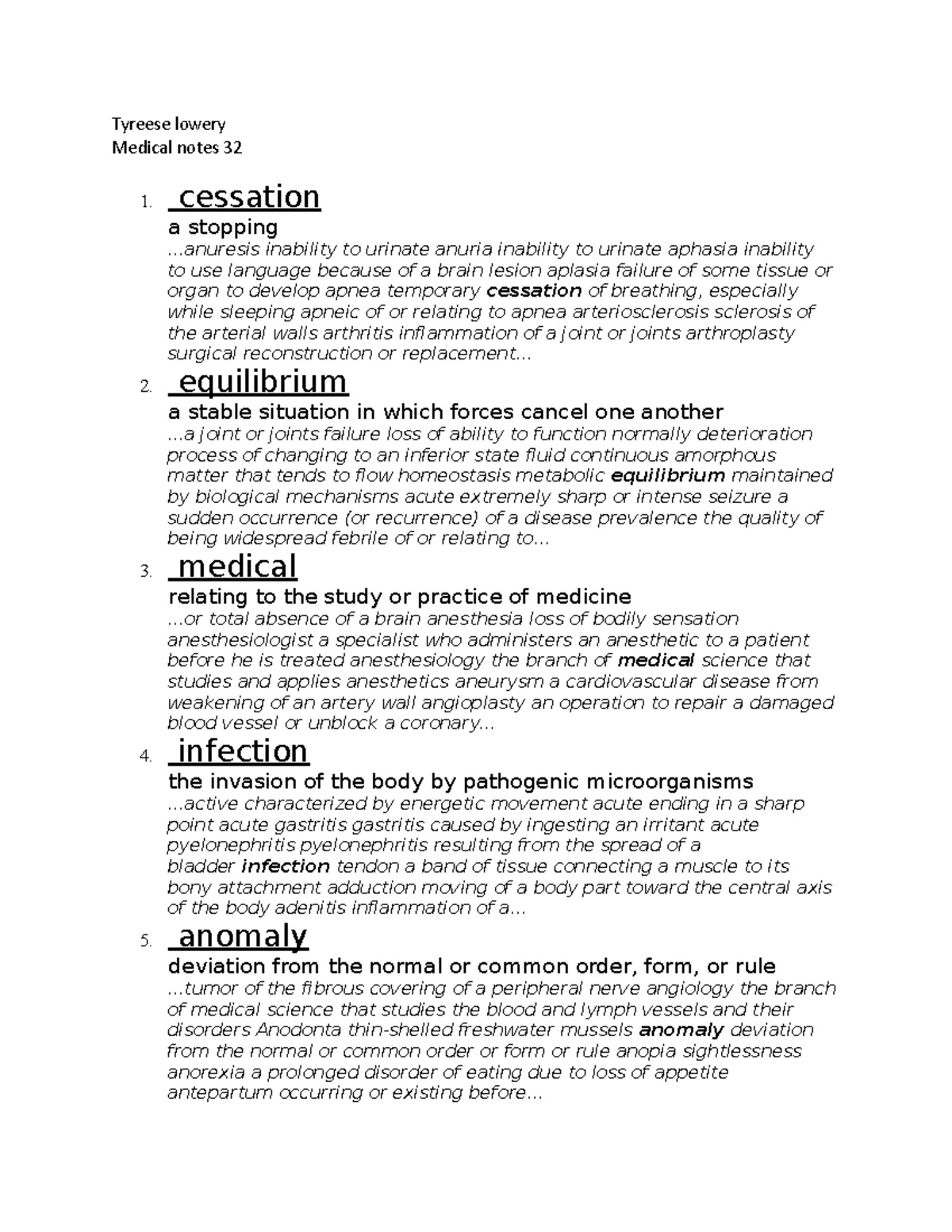 Medical notes 32 - helpful ith comprehending what we are going over in ...