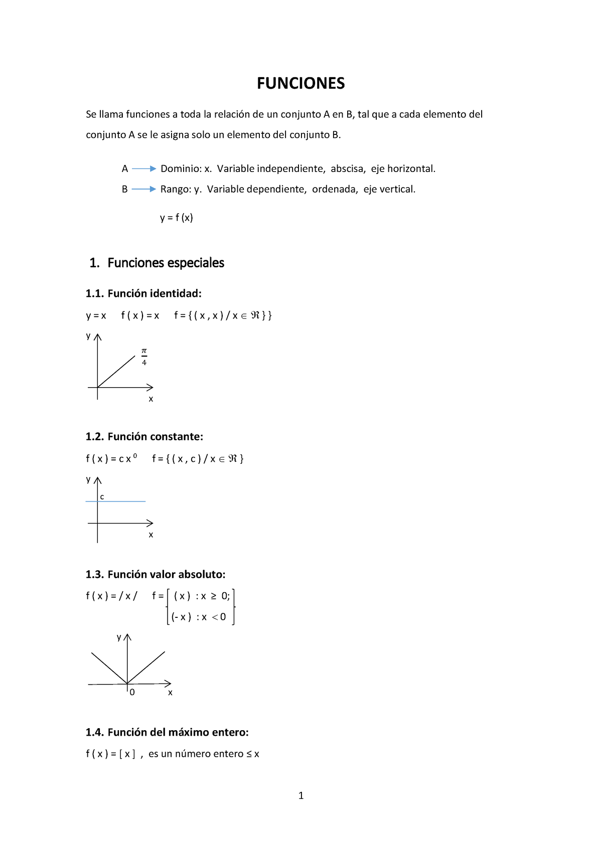 Unidad 1 Funciones - FUNCIONES Se Llama Funciones A Toda La Relación De ...