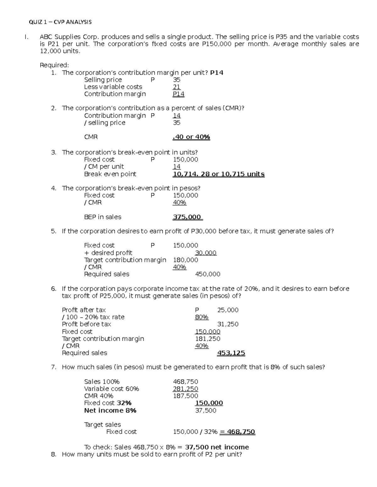 Inbound 844022884 - Notes in CVP ANALYSIS MANAGEMENT SCIENCE. NOTES ...
