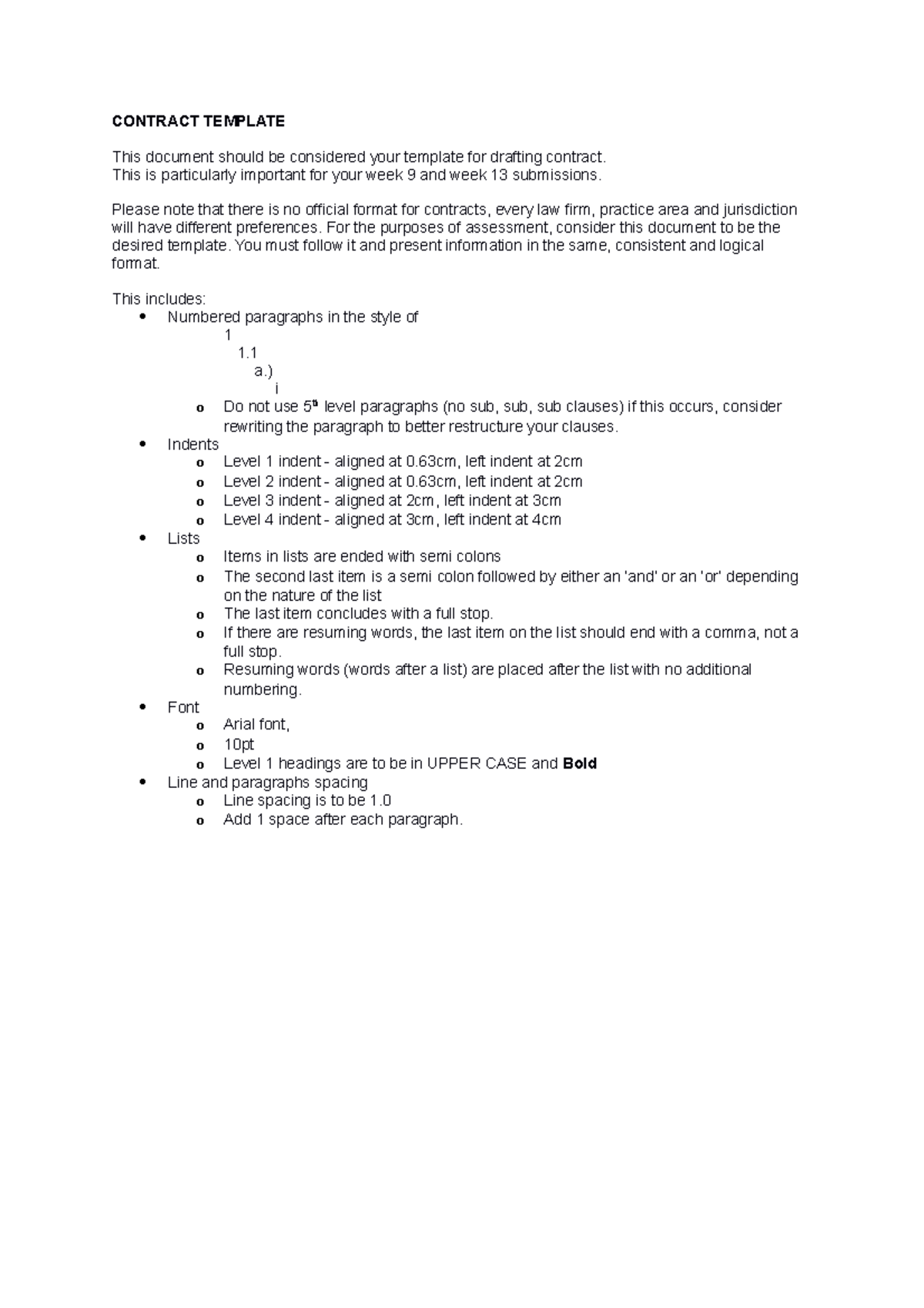 Actual Template Contract format for LLB202 - CONTRACT TEMPLATE This ...