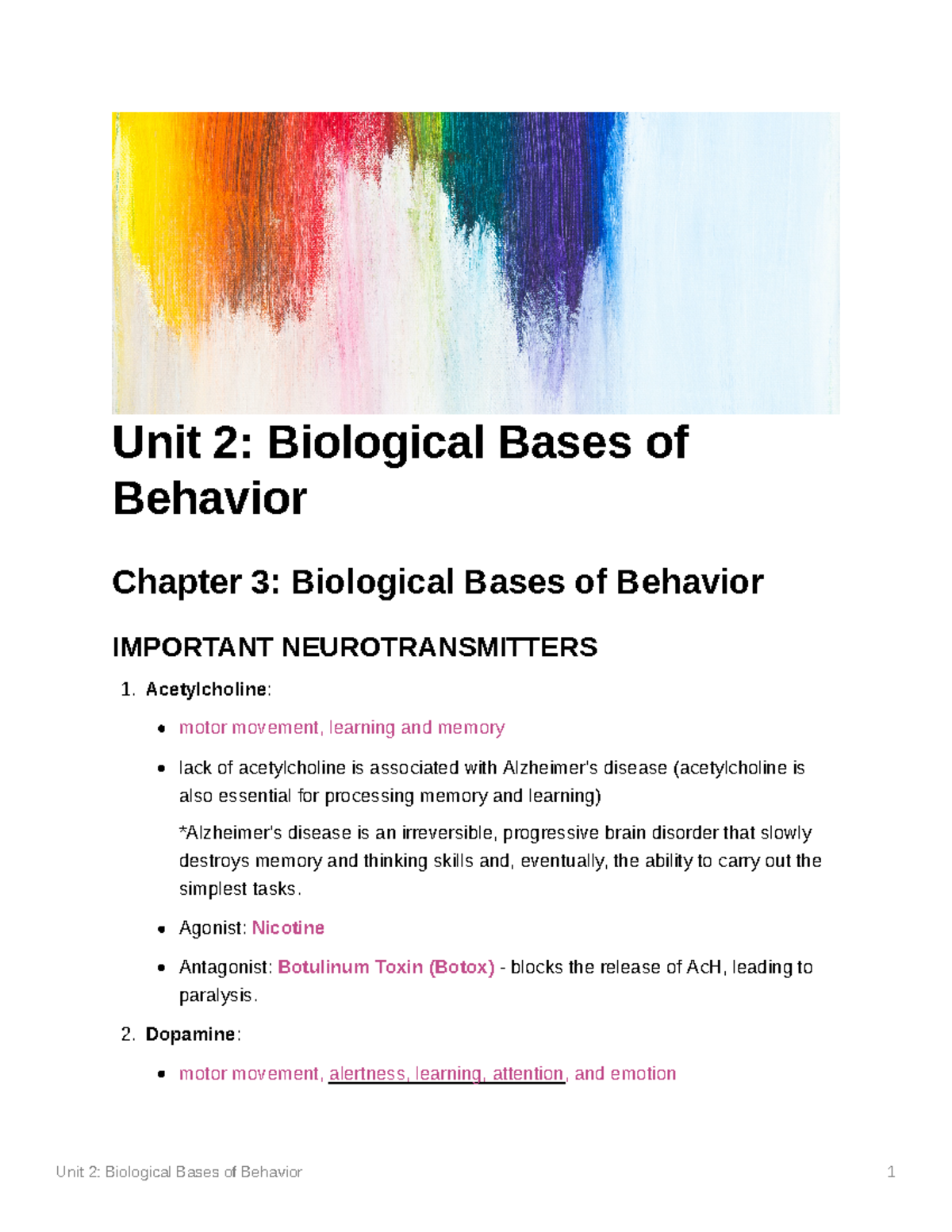 Unit 2 Biological Bases Of Behavior - Unit 2: Biological Bases Of ...