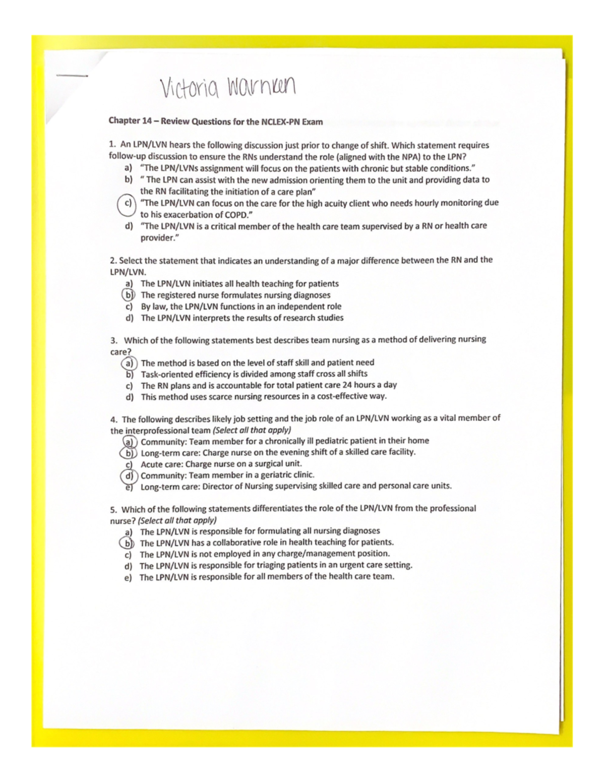 Chapter 14 Review Questions For The Nclex PN Exam NUR 200 Studocu   Thumb 1200 1553 