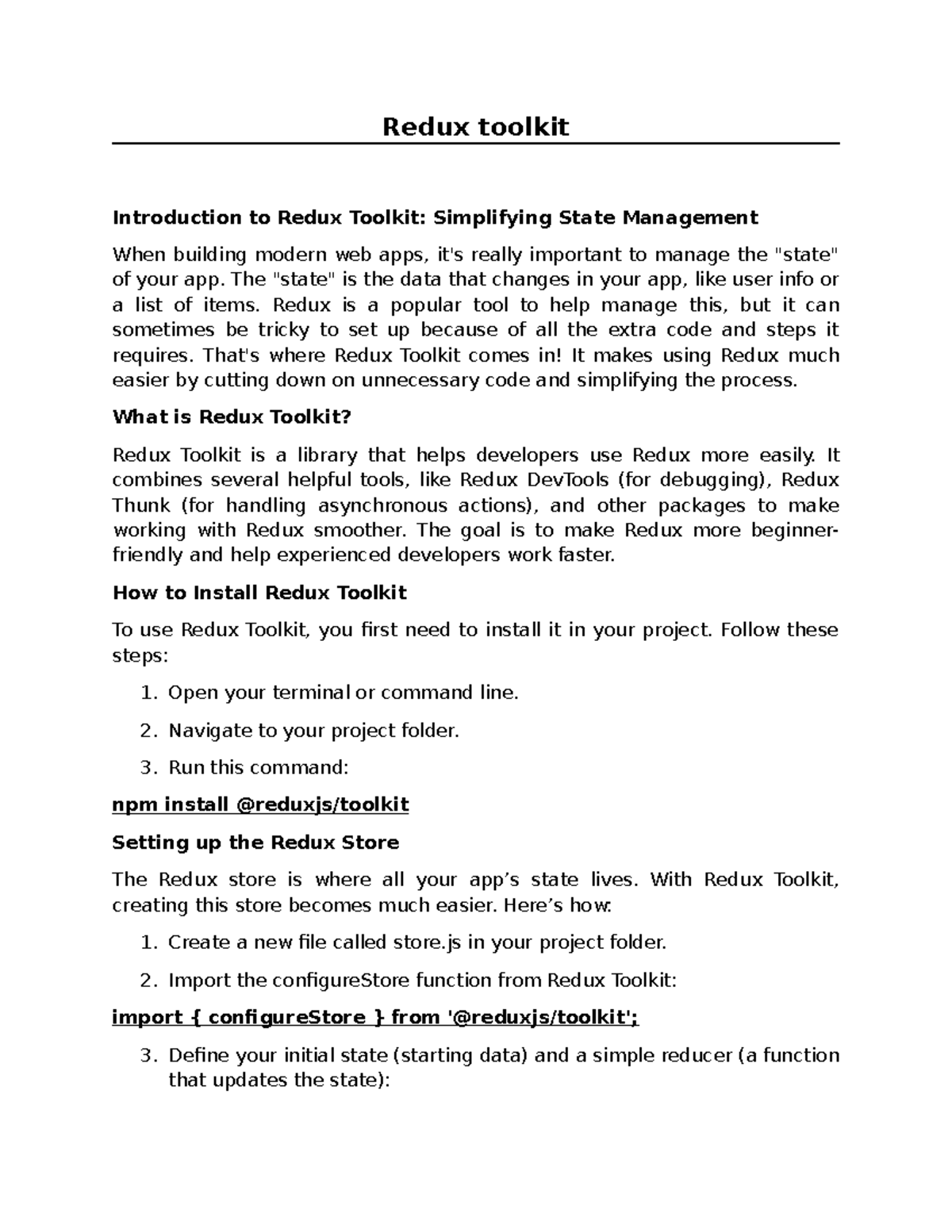 Redux toolkit - Redux toolkit Introduction to Redux Toolkit ...
