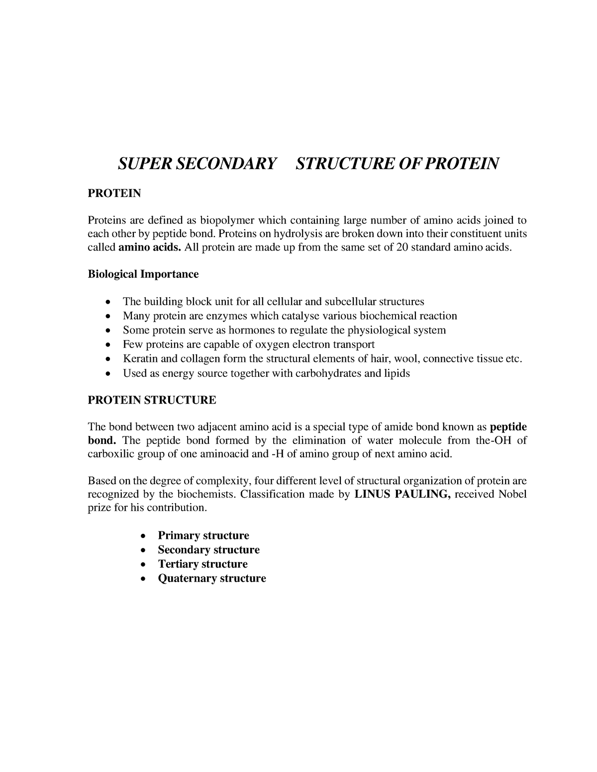 Super secondary structure of deals protein pdf