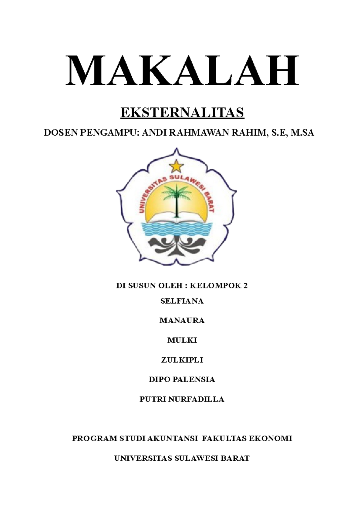 Makalah Eksternalitas - MAKALAH EKSTERNALITAS DOSEN PENGAMPU: ANDI ...