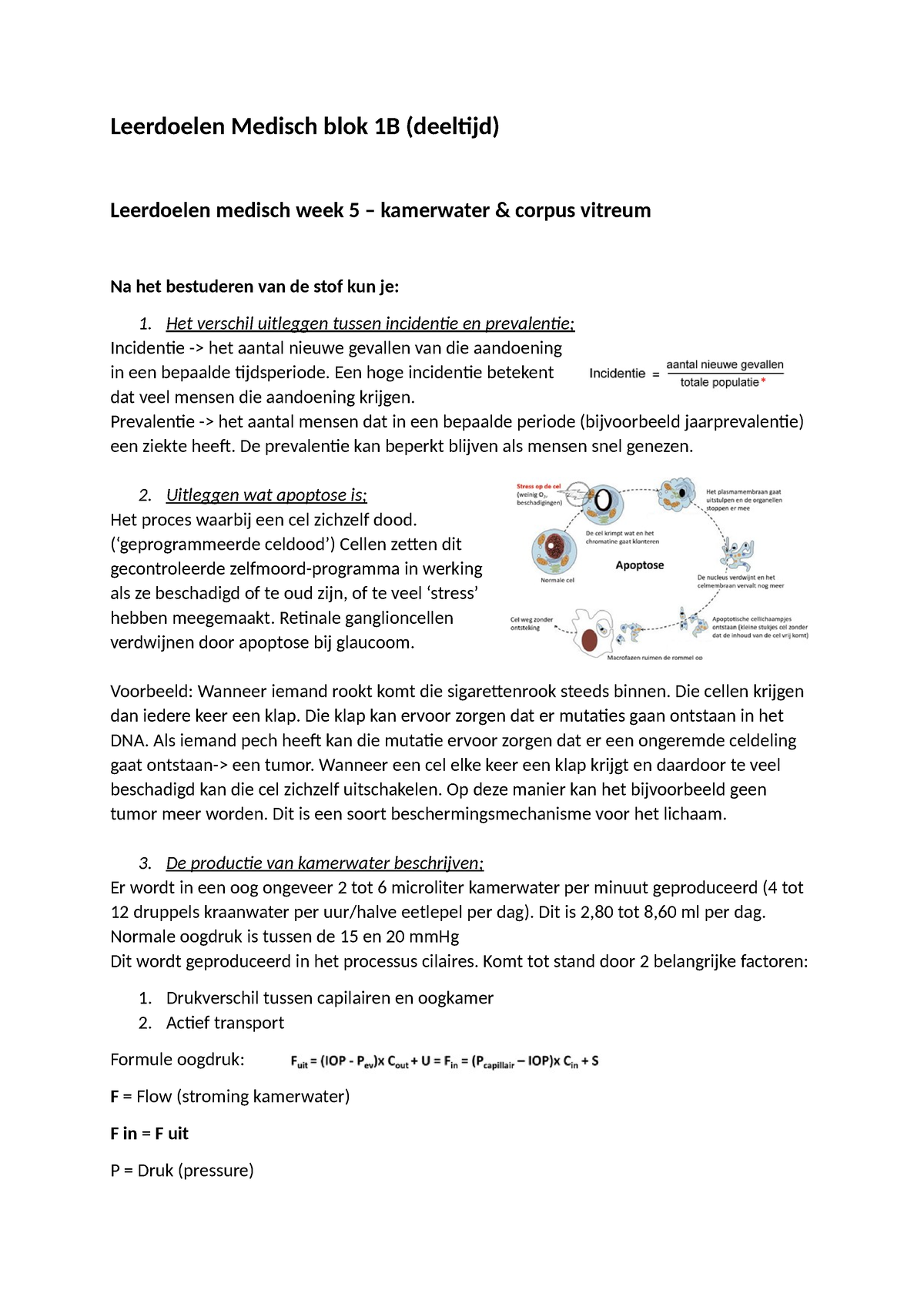 Leerdoelen Medisch Blok 1B Week 5 - Kamerwater En Corpus Vitreum ...