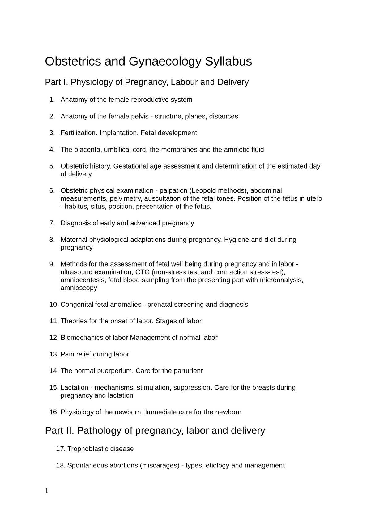 Obstetrics And Gynecology Notes - Obstetrics And Gynaecology Syllabus ...