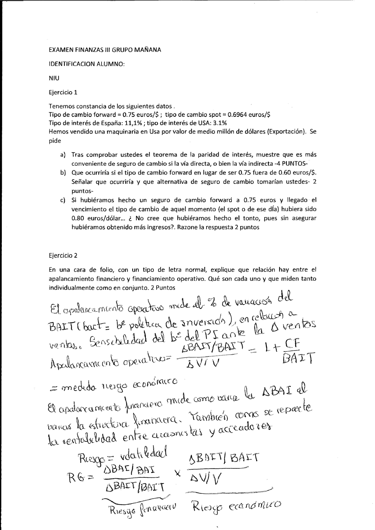 Examendos - Examen De Contabilidad Y Finanzas, Finanzas II - Studocu