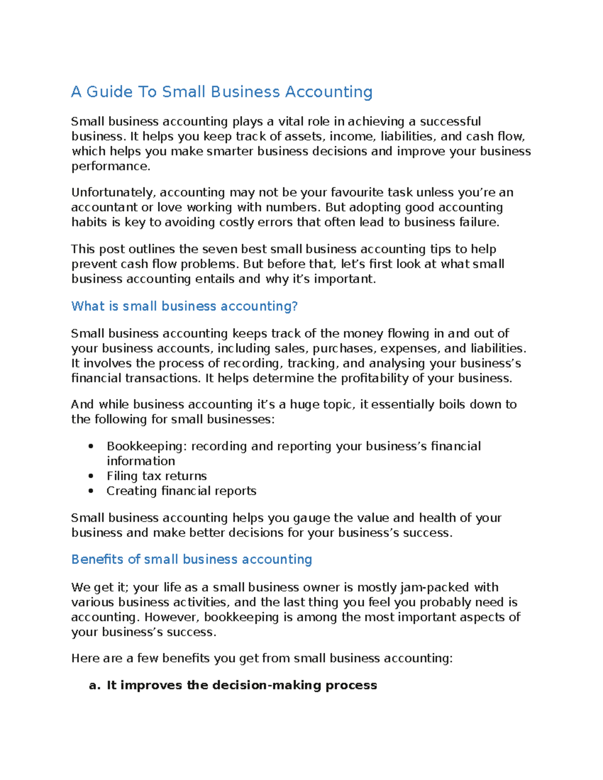 A Guide To Small Business Accounting - It helps you keep track of ...