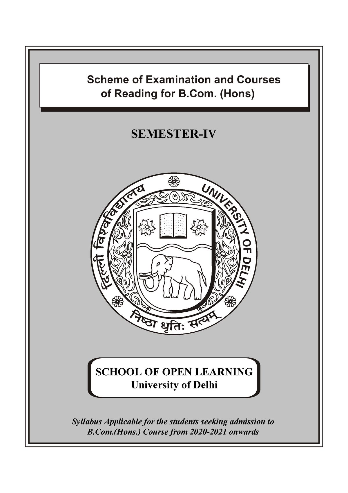 B.Com Hons - All Notes Ballb Studocu - SEMESTER-IV Scheme Of ...