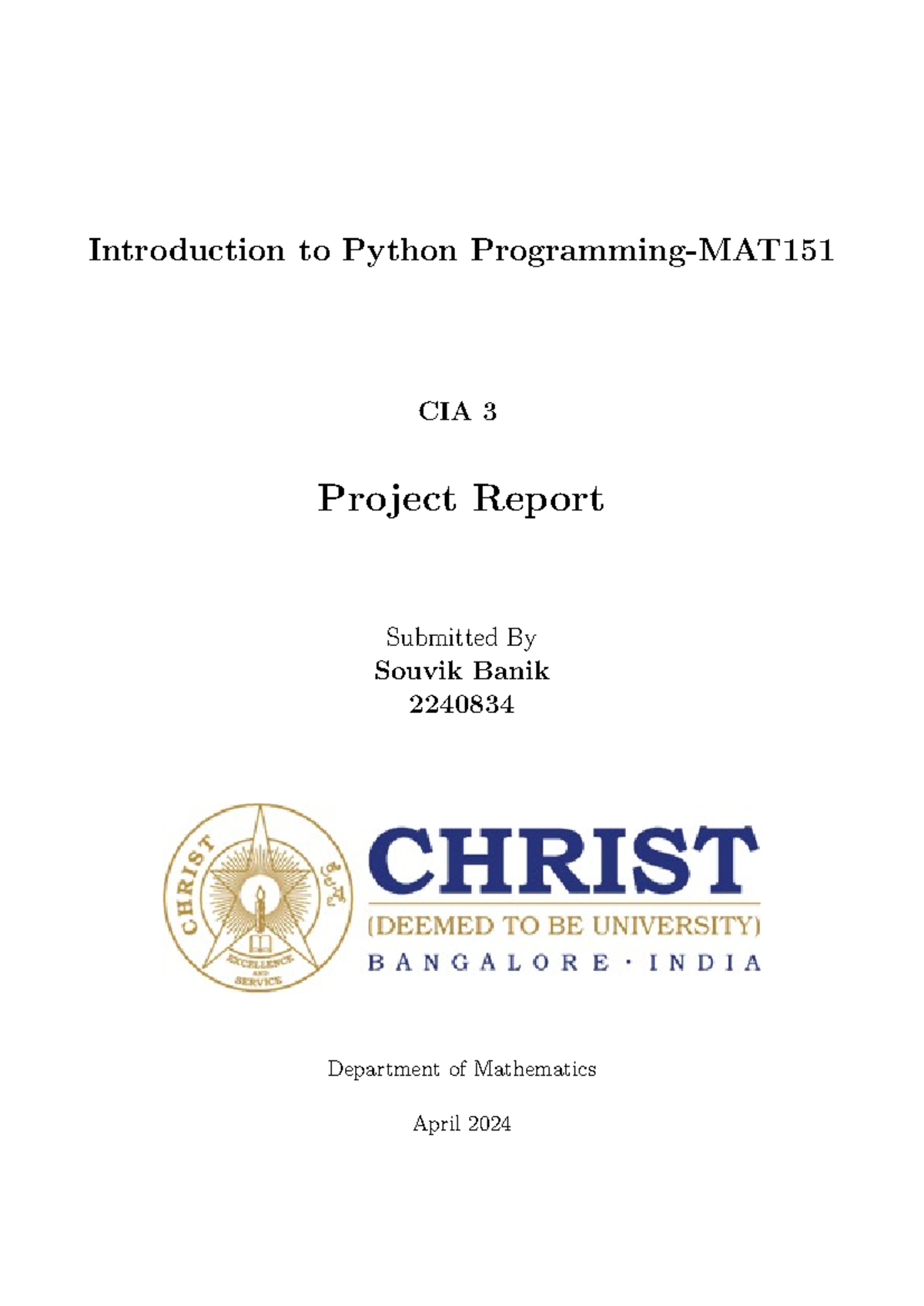 SEM 4 Python CIA 3 Project - Introduction to Python Programming-MAT CIA ...
