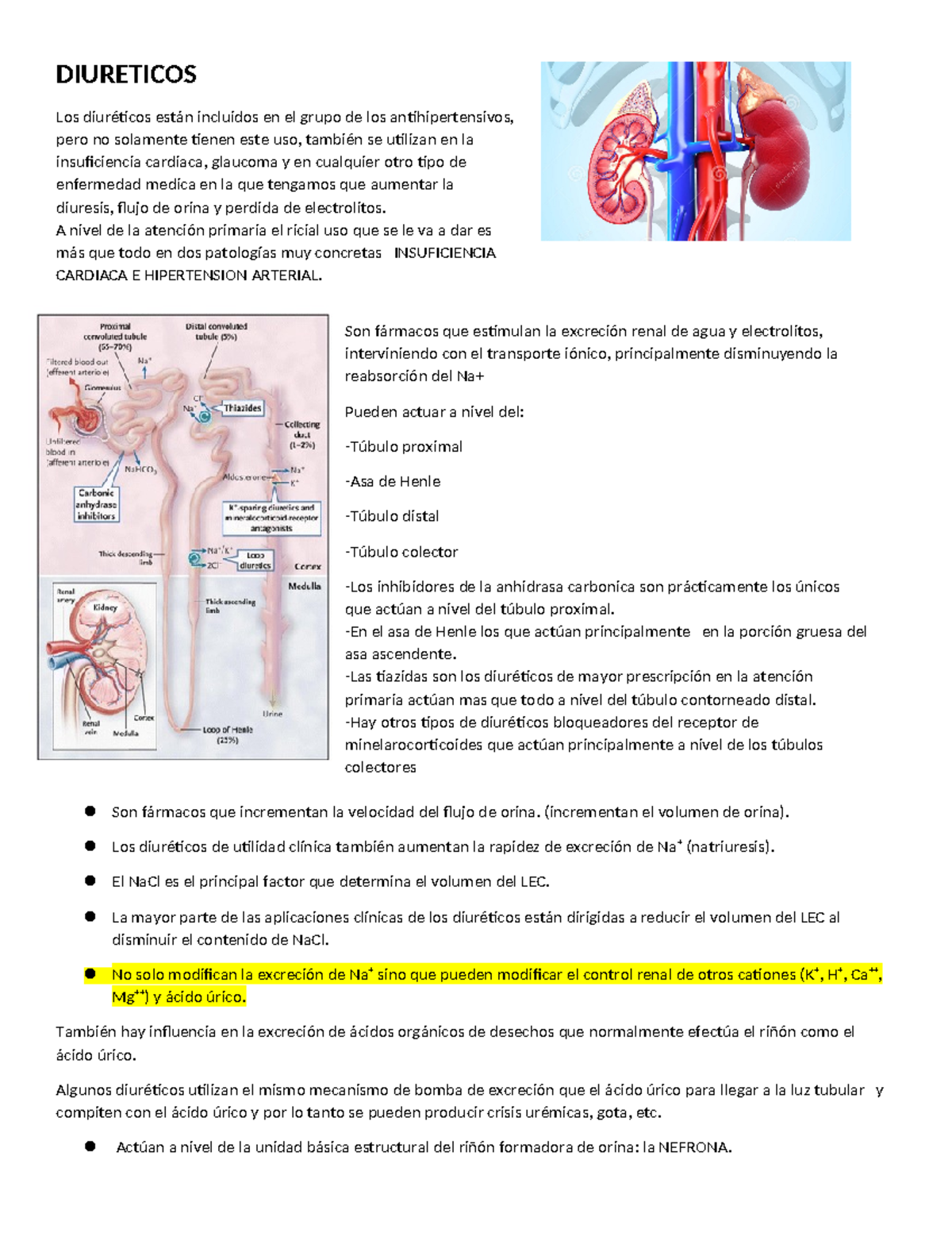 Diureticos - medicina - DIURETICOS Los diuréticos están incluidos en el