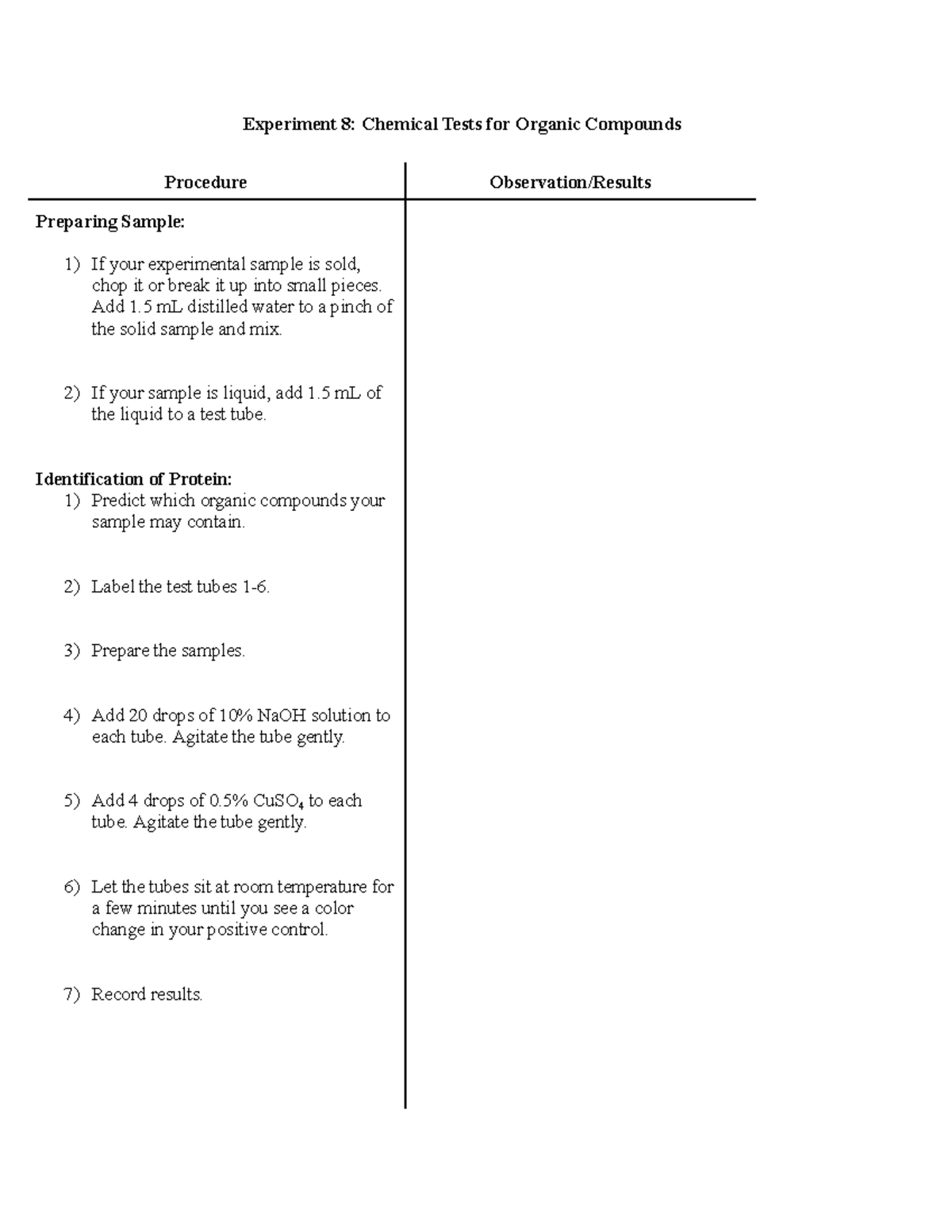 experiment 16 organic chemistry