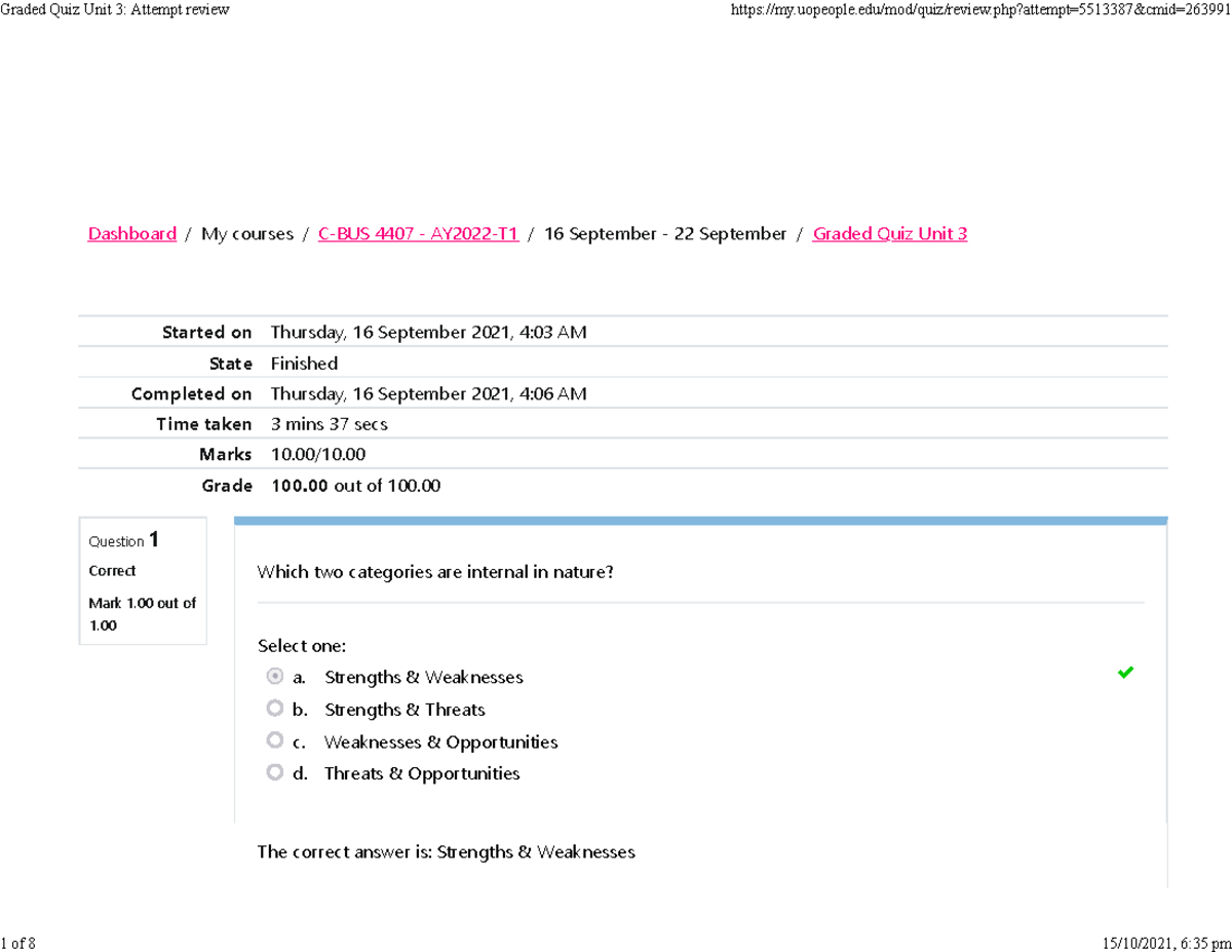 Graded Quiz Unit 3 Attempt Review - Question 1 Correct Mark 1 Out Of 1 ...