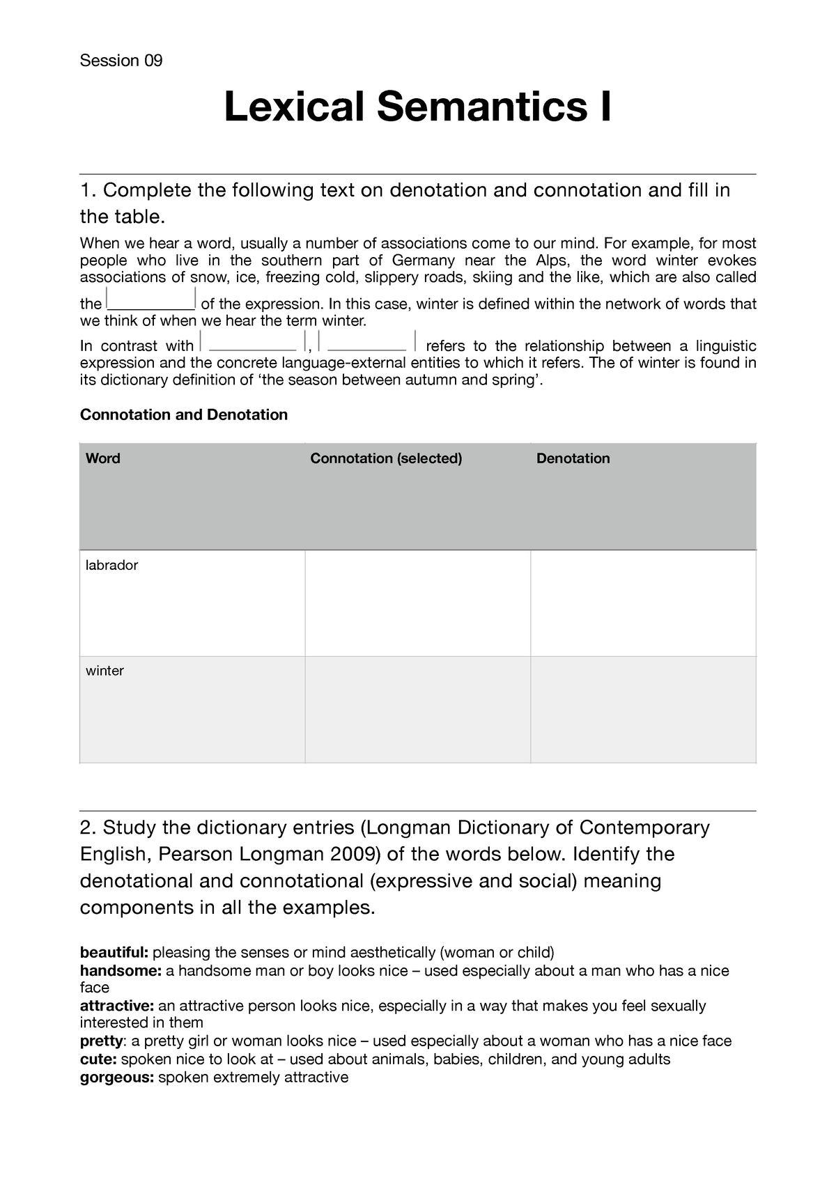 übungen Lexical Semantics 1 260111 Introduction To - 