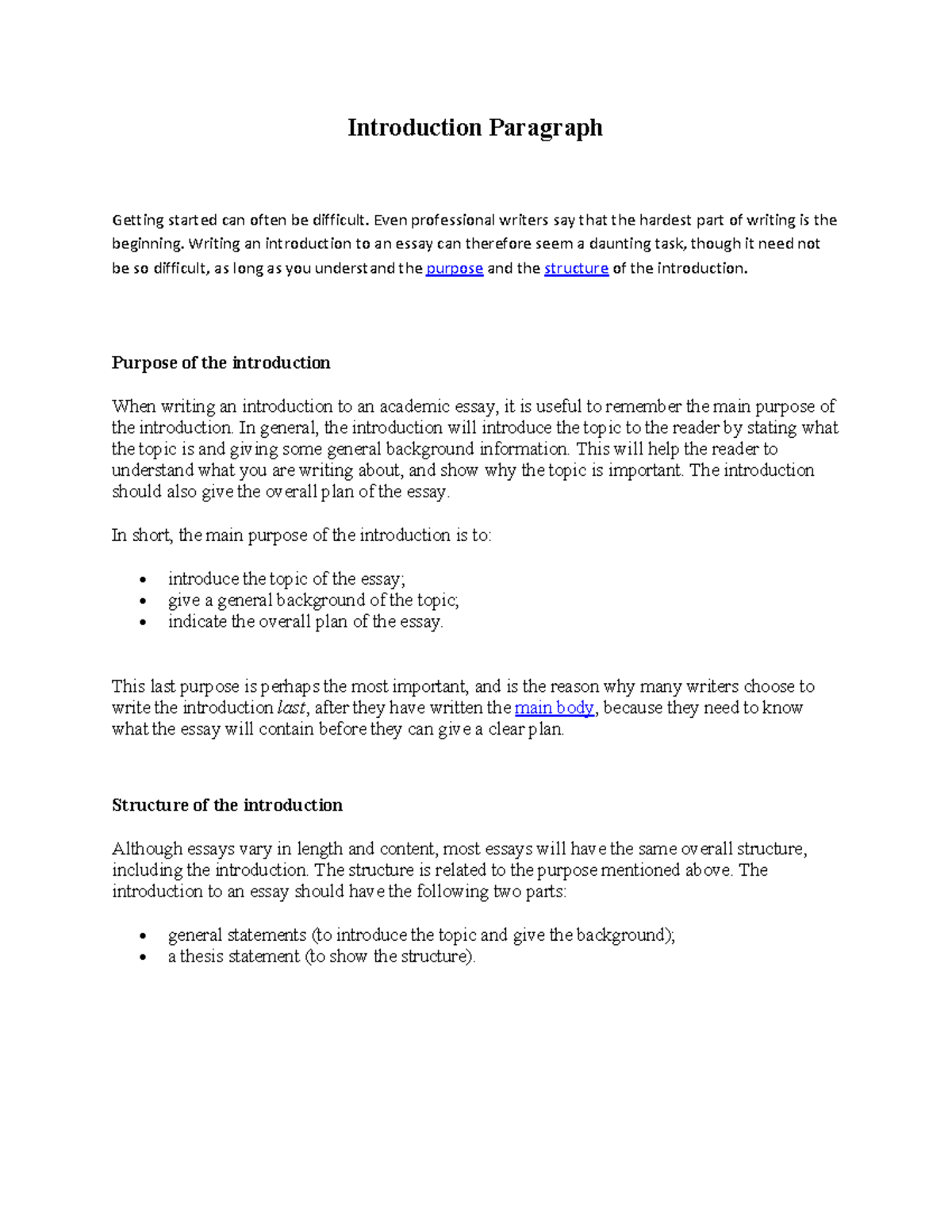 Introduction Paragraph - Introduction Paragraph Getting started can ...