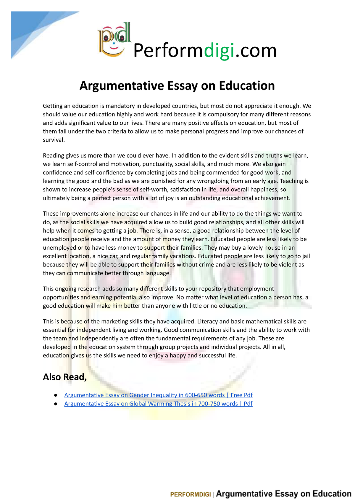 argumentative essay on formal education