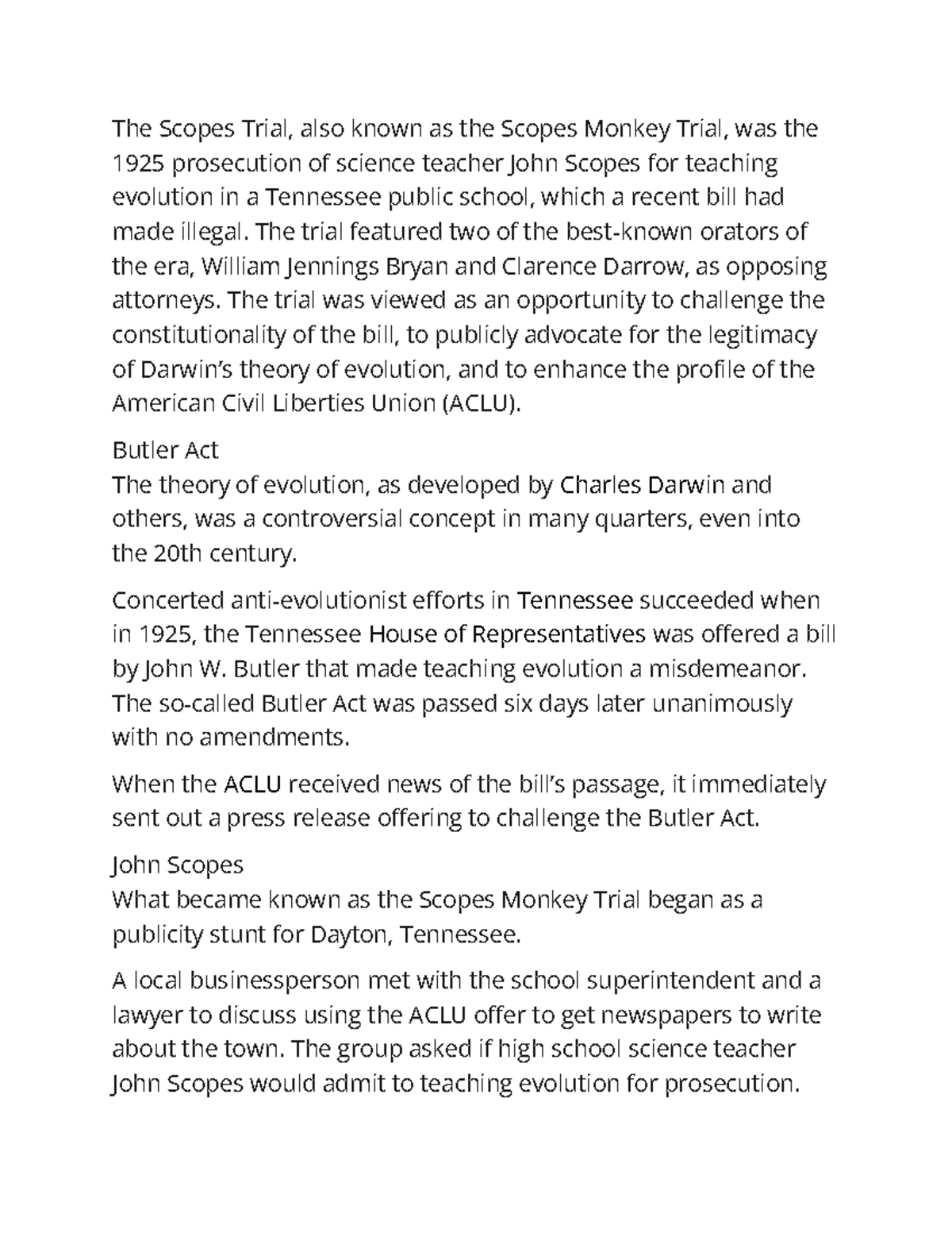 Scopes Trial - Notes - The Scopes Trial, Also Known As The Scopes ...