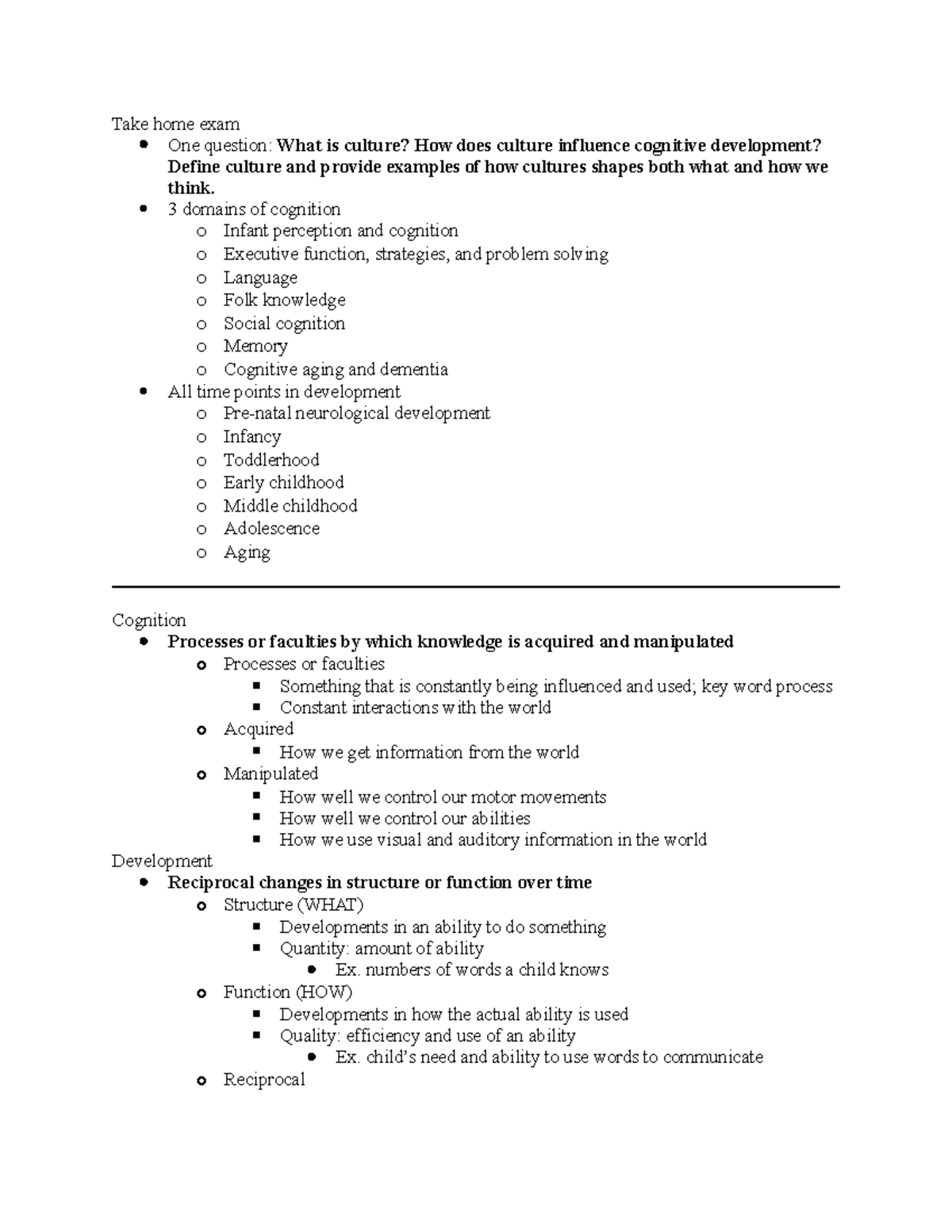 Basic concepts in cognitive development 1:10:19 - Take home exam One ...