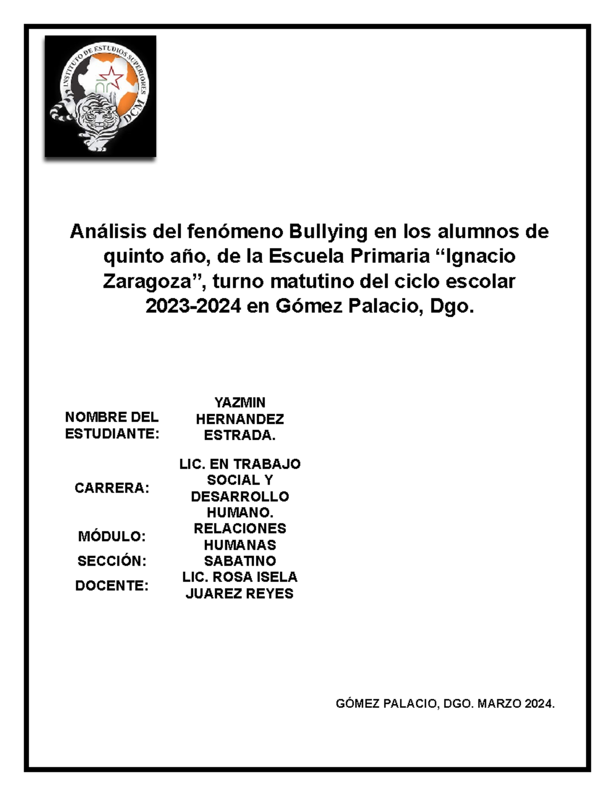 Proyecto DE Investigacion, Yazmin - Análisis del fenómeno Bullying en ...