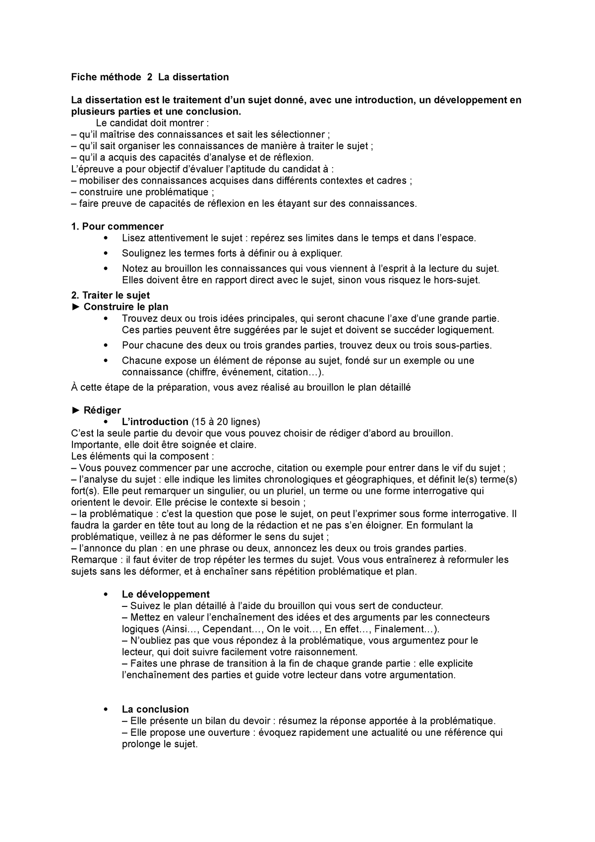 la dissertation fiche methode