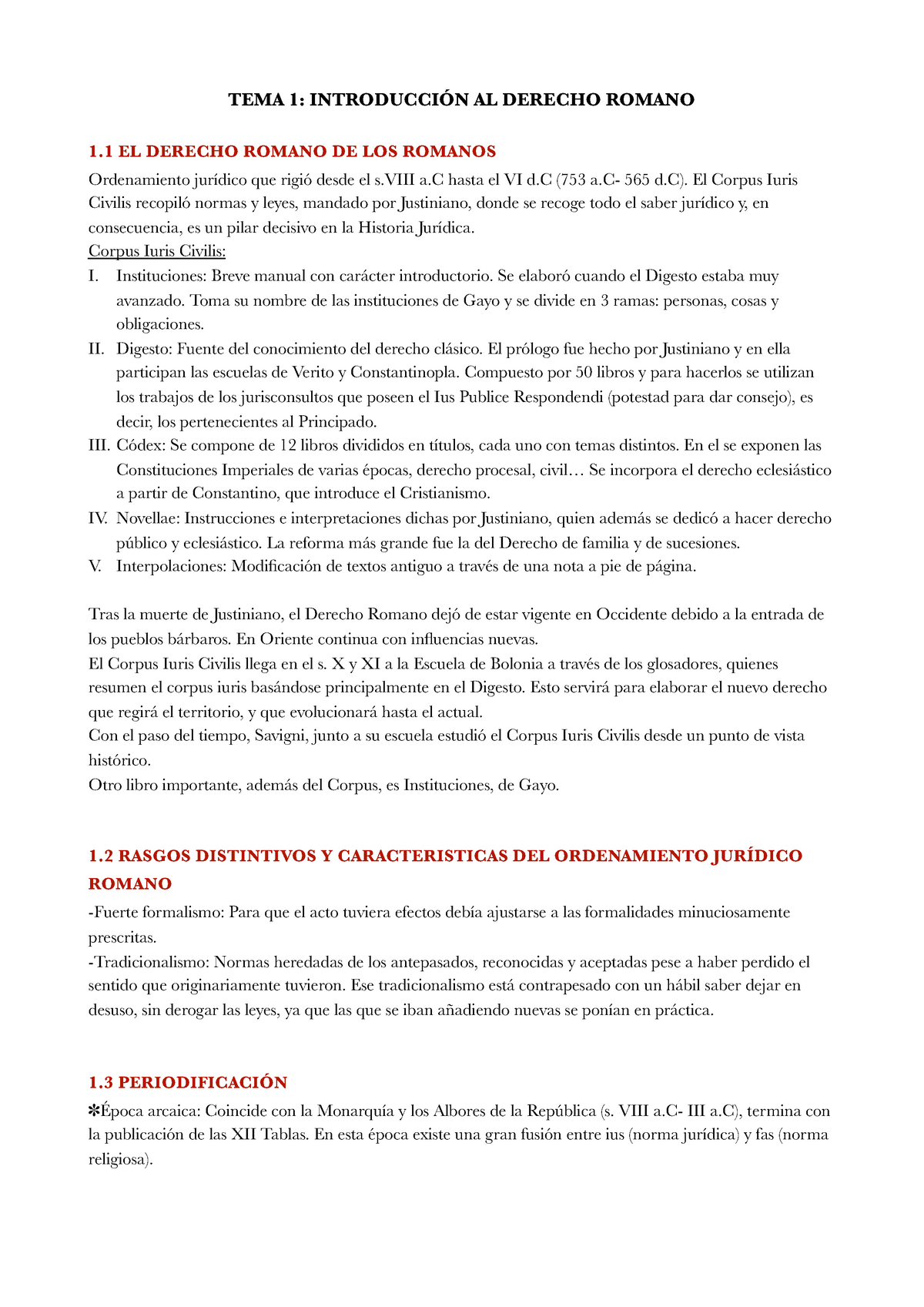 Apuntes Derecho Romano - TEMA 1: INTRODUCCIÓN AL DERECHO ROMANO 1 EL ...