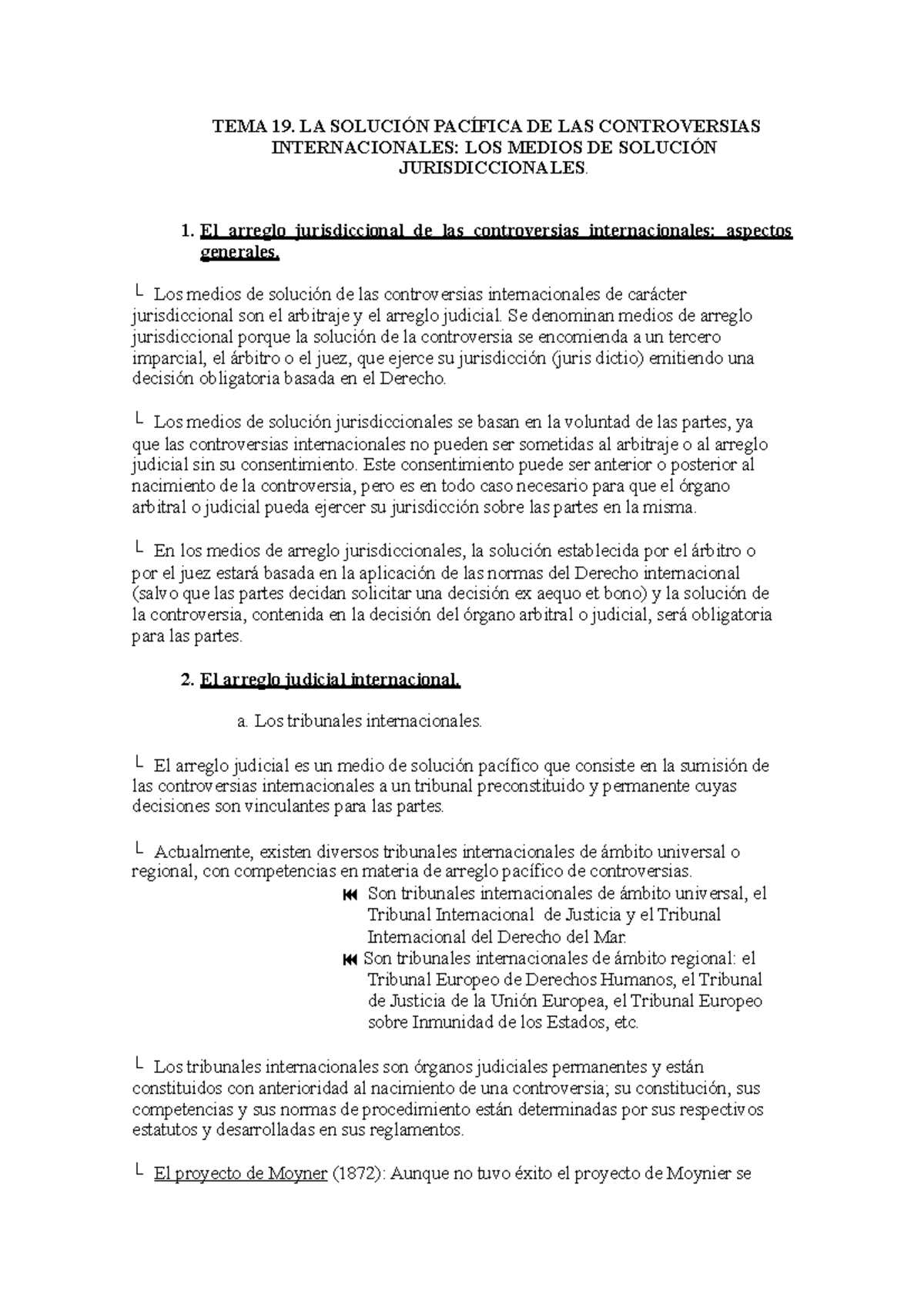 TEMA 19 DIP - . - TEMA 19. LA SOLUCIÓN PACÍFICA DE LAS CONTROVERSIAS ...