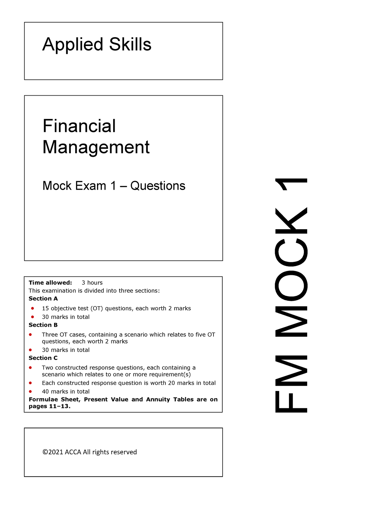 1652158032173691 - FM Mock Test 1 - Financial Management Mock Exam 1 ñ ...