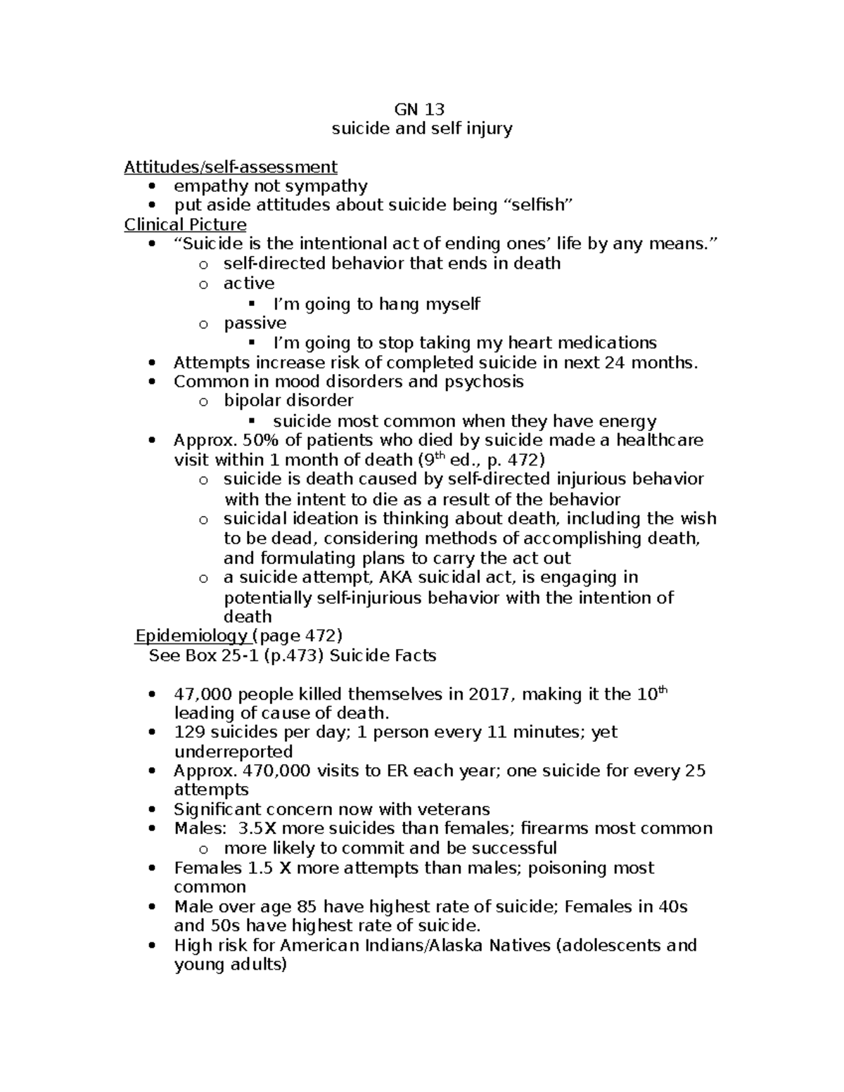 Suicide notes - GN 13 suicide and self injury Attitudes/self-assessment ...