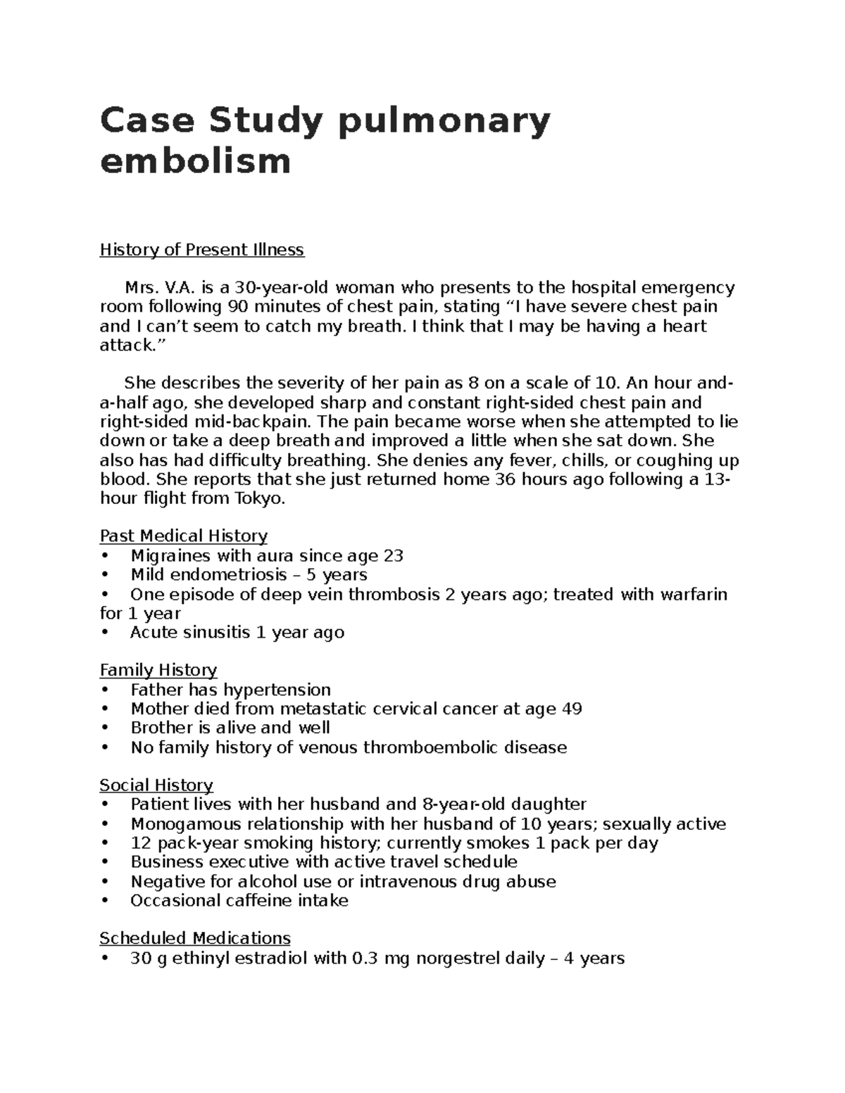 case study pulmonary embolism