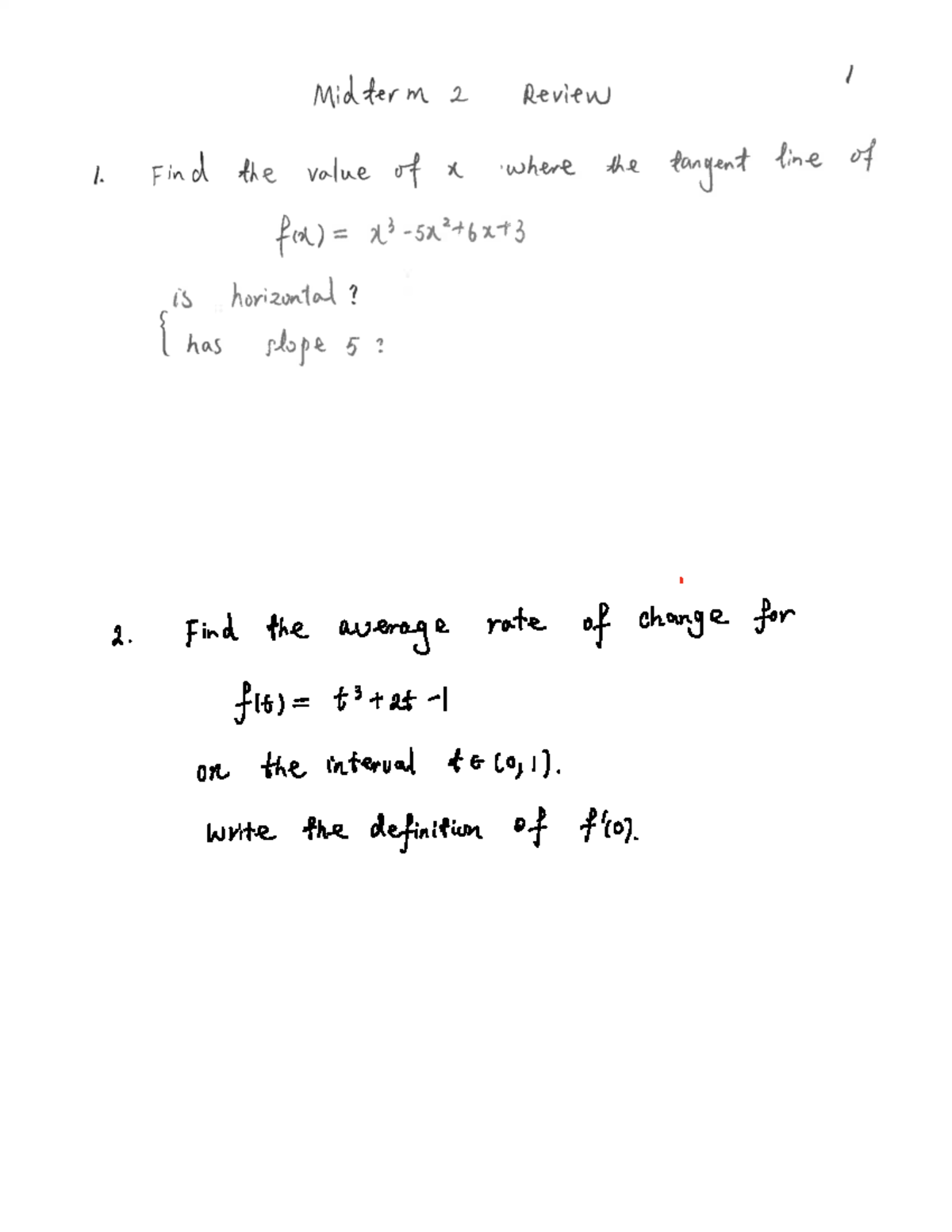 2 review - notes - μ d fit t at 1 on the interval te co 1 write the ...