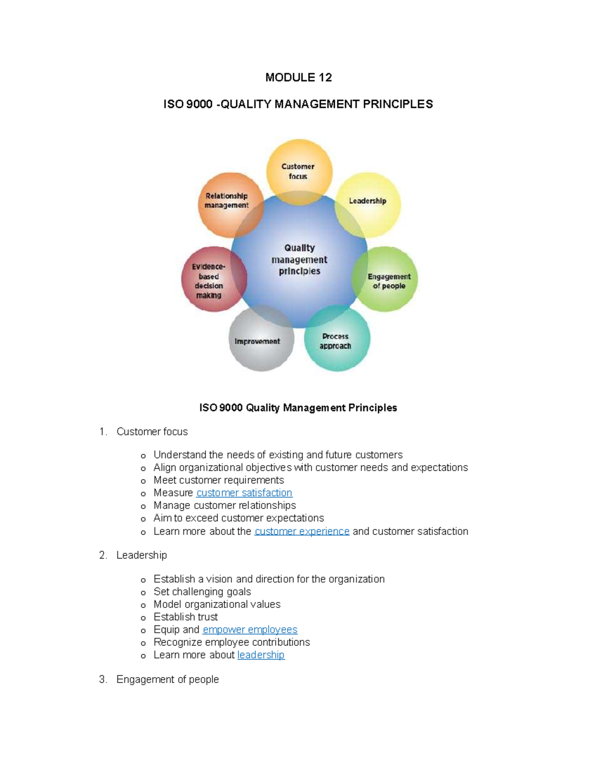 Module 12 - ISO 9000 Quality Management Principles - MODULE 12 ISO 9000 ...