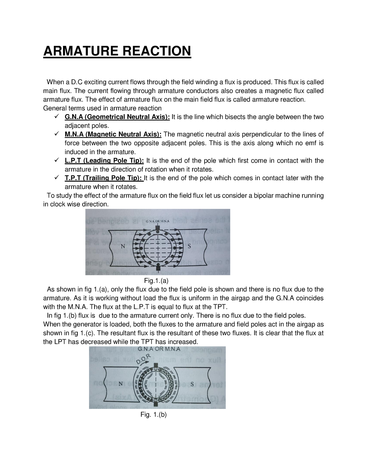 Armature Reaction in DC Machines, Generator and Alternator