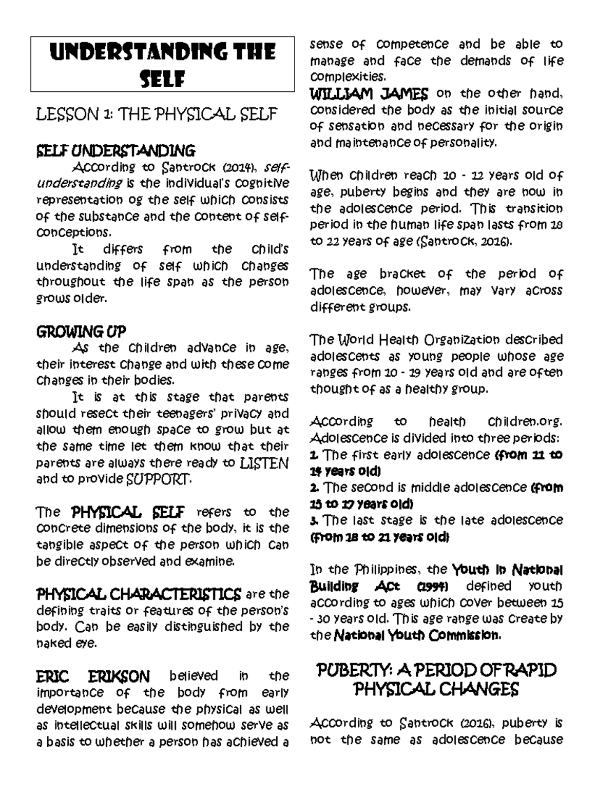 Understanding the self edited Understanding the self LESSON 1 THE