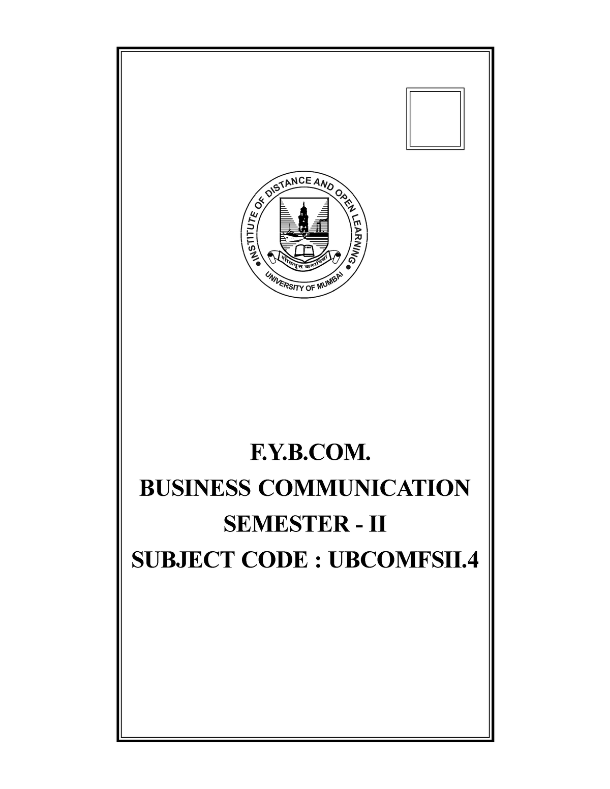 Httpsmu.ac - Bcom - 31 F.Y.B. BUSINESS COMMUNICATION SEMESTER - II ...