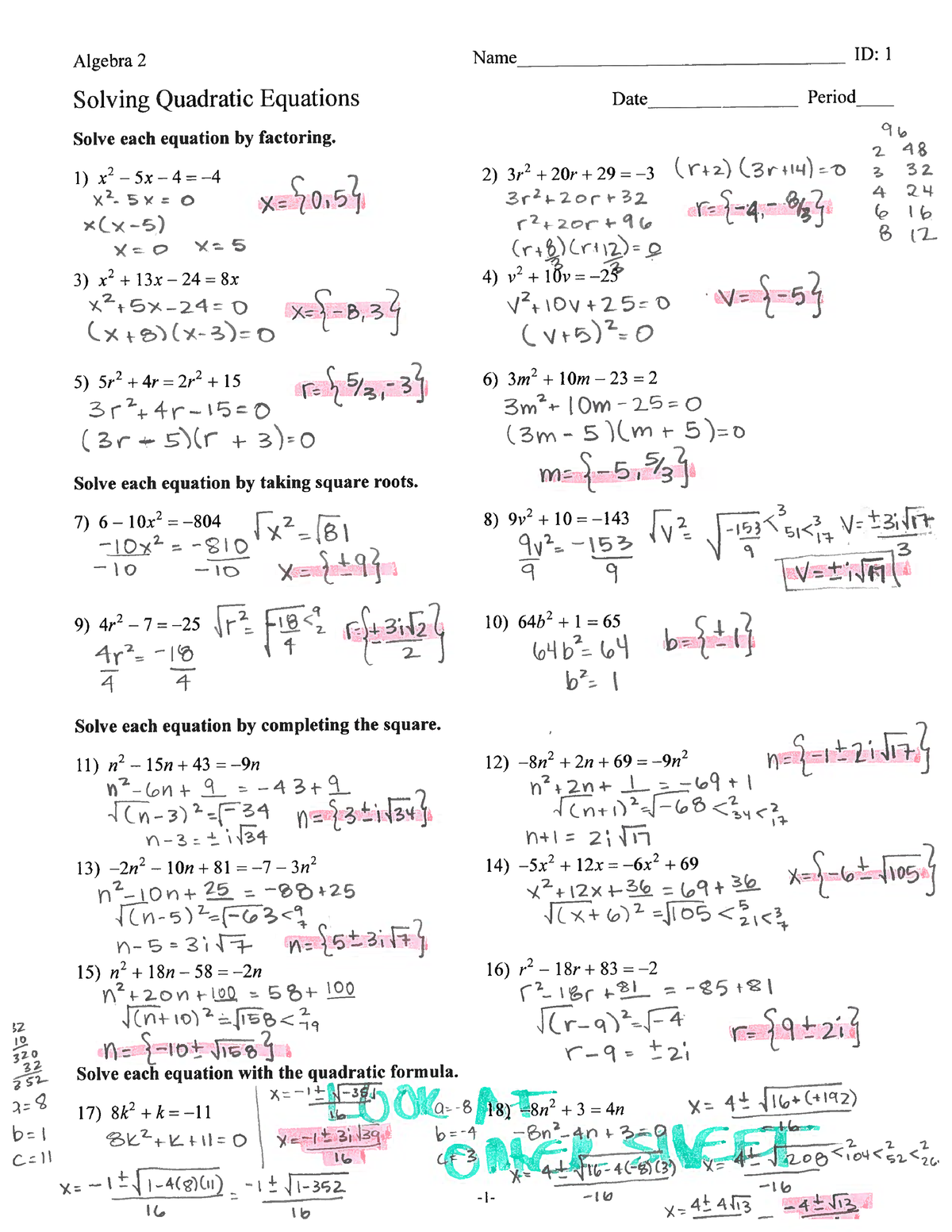 Solving+Quadratic+Equations+Using+All+Methods+Solutions - Studocu