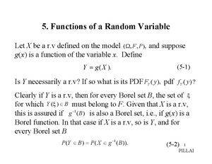 Lect5a Lecture Notes 5 1 5 Functions Of A Random Variable Let X Be A R V Defined On The Studocu