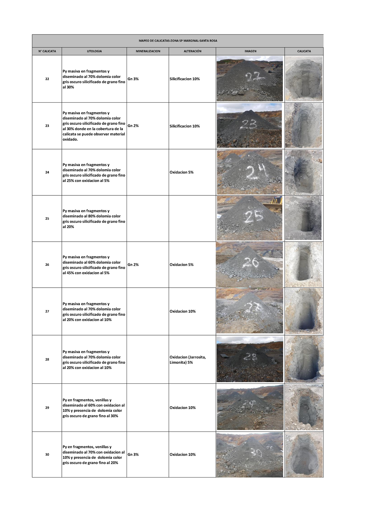 Descripcion Mapeo DE Calicatas Completo - N∞ CALICATA LITOLOGIA ...