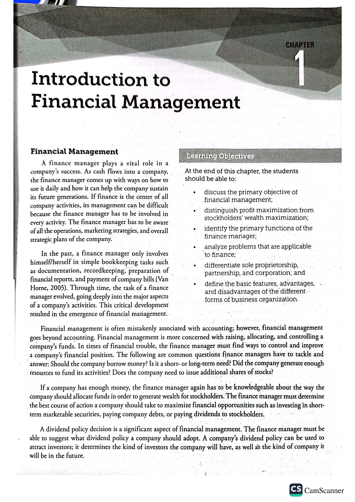 Financial Management Part 1 Chapter 1 - Studocu